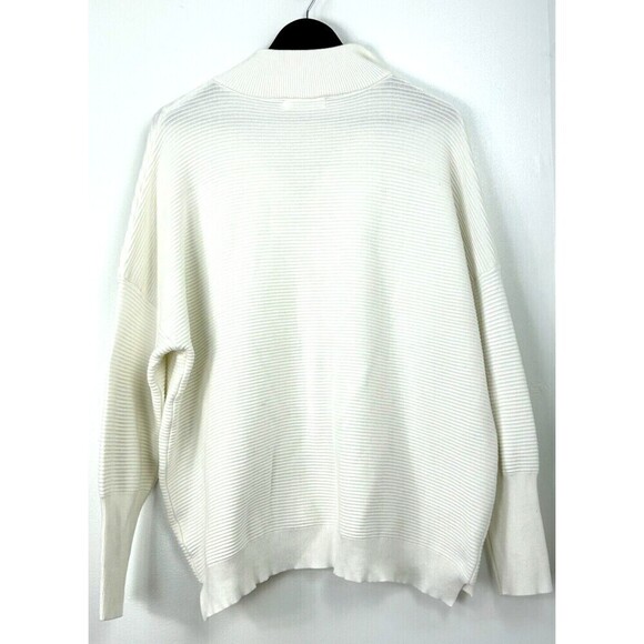 Anrabess Women XL White Oversized Sweater Long Sleeve Quarter Zip Pullover T3 - Picture 5 of 11